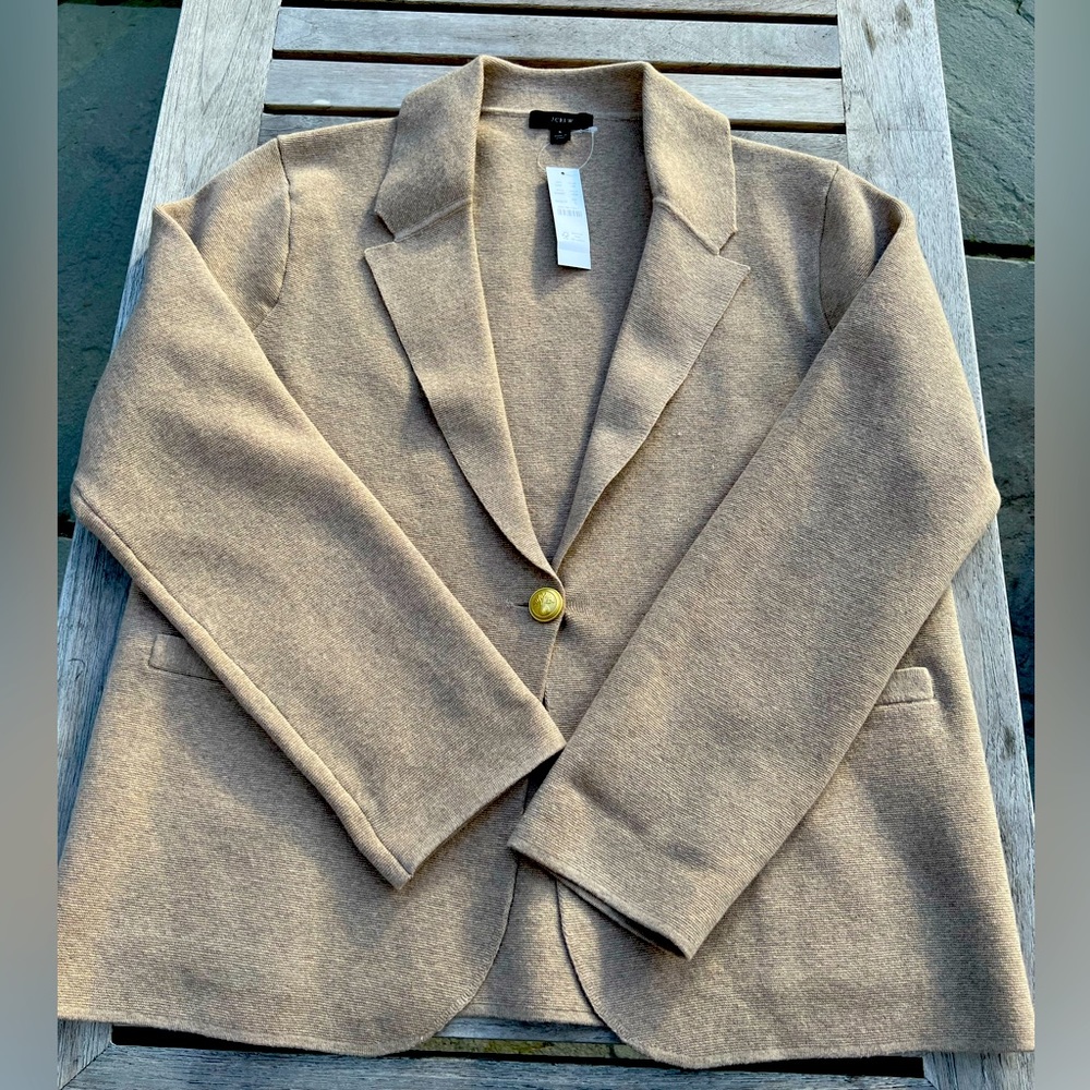 NWT J. Crew Camille Sweater Blazer Camel color Size L